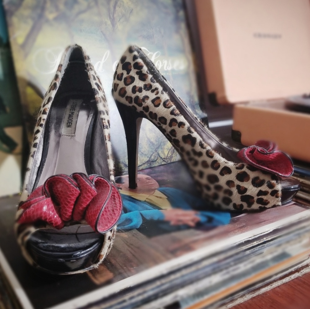 Leopard Print Steve Madden Open-toed Pumps